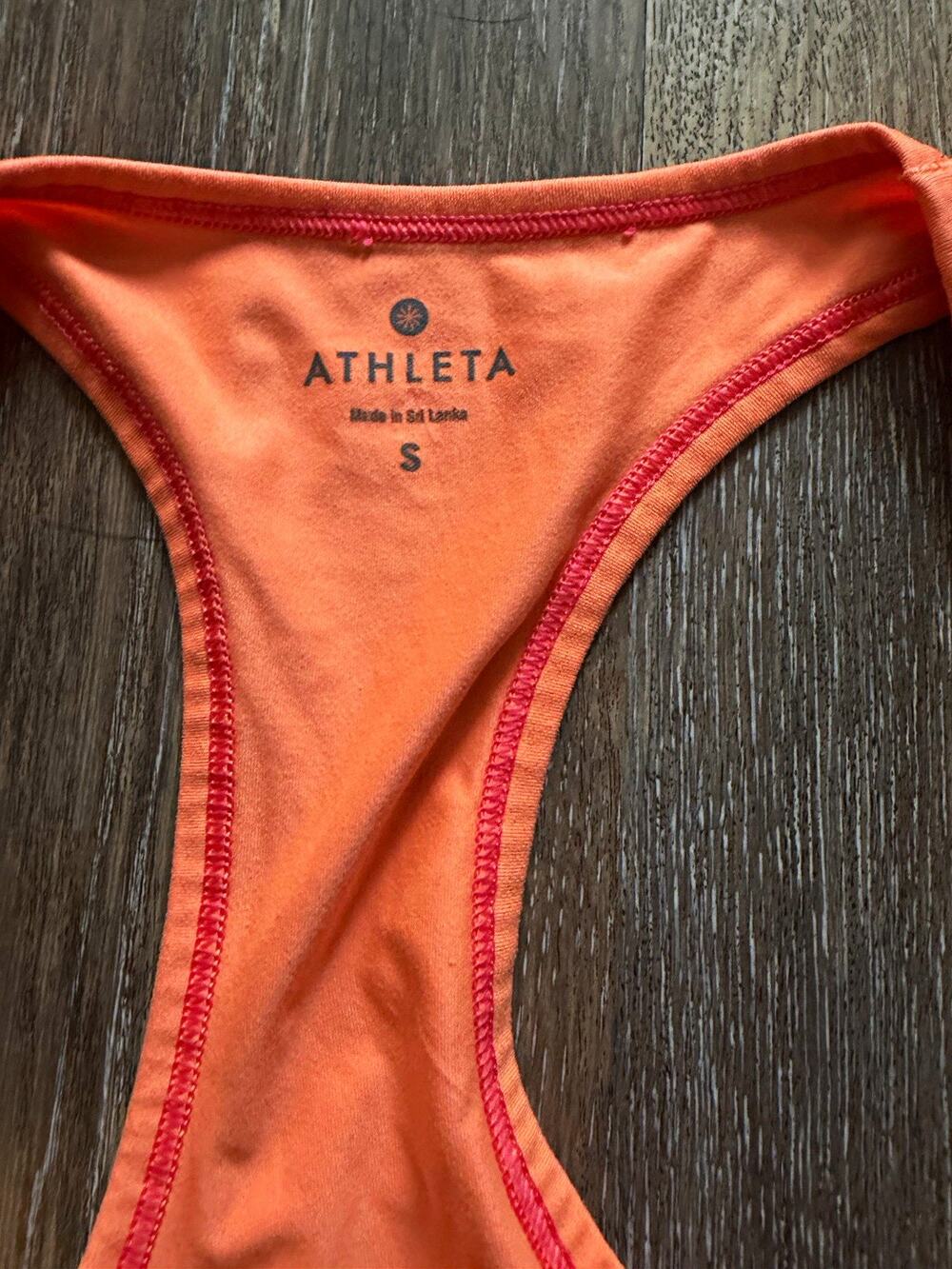 Athleta Women’s Orange Racerback Tank S Scoop Neck Stretch Yoga Gym